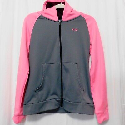 c9 Champion Soft Fleece Full Zip Hoodie Jacket Girls XL 14-16 Gray Neon Pink