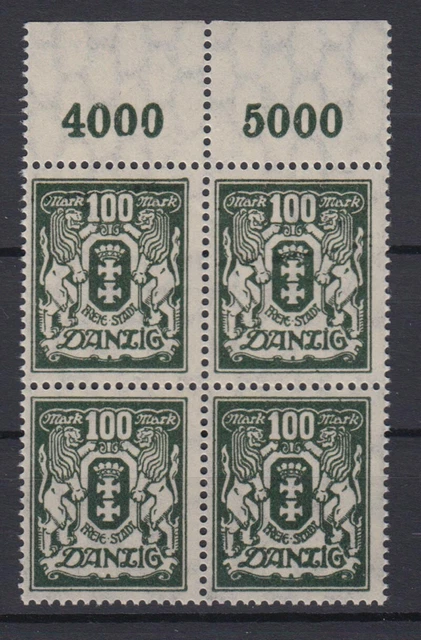 Danzig 141 4er Block mit Oberand Kleines Staatswappen 100 M postfrisch