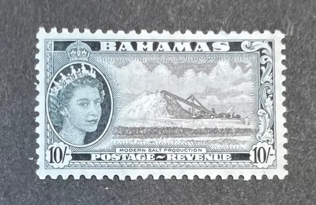 QEII Bahamas SG 215 (1954-1963) 10/- Black & Slate-Black, MM