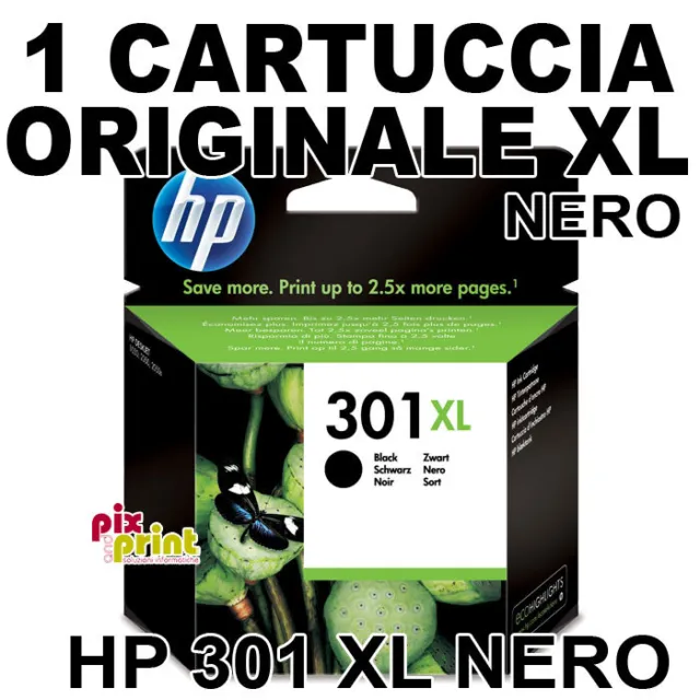 Hp 301Xl Nero Originale Cartuccia Xl - Deskjet1050 2050 2545 - Envy 4500 5530