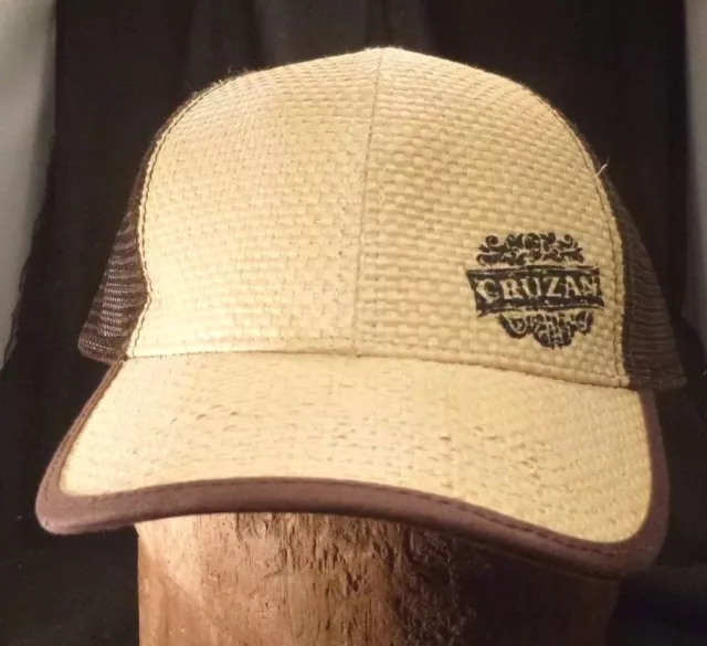 Trucker Hat vintage CRUZAN RUM WICKER MESH Straw Style ADJUSTABLE VIRGIN ISLANDS