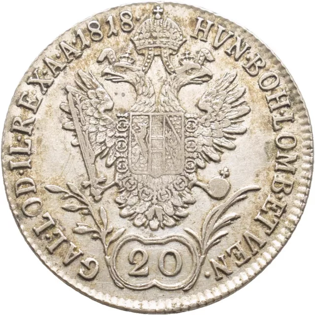 FITZ Kaiserhaus Österreich Franz II 20 Kreuzer 1818 Wien Silber ØAHA825