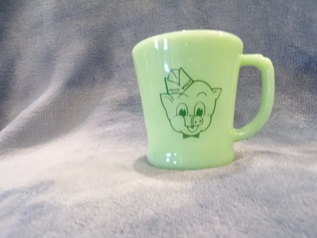 Fire-King Jadite PIGGLY WIGGLY GROCERY STORE Market Advertising Coffee Mug