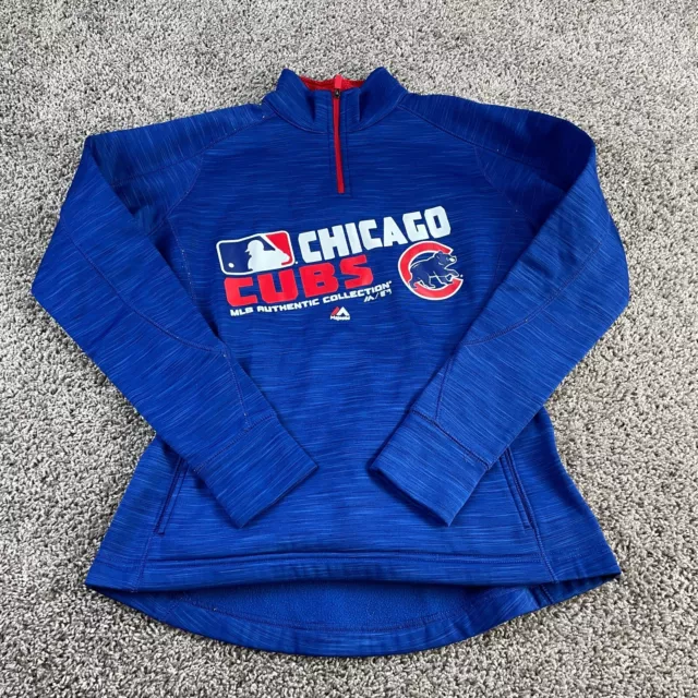 Chicago Cubs Sweater Womens Small Blue Gray MLB Baseball Majestic Ladies