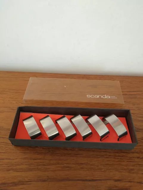 Vintage Midcentury Stainless Steel Napkin Rings Danish Scanda Design