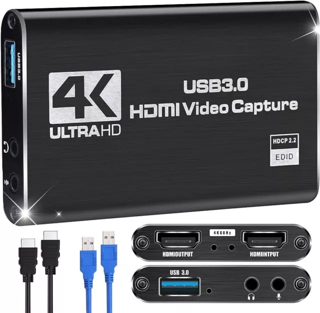 4K Audio Video Capture Card, USB 3.0 HDMI Video Capture Device Full HD Recording