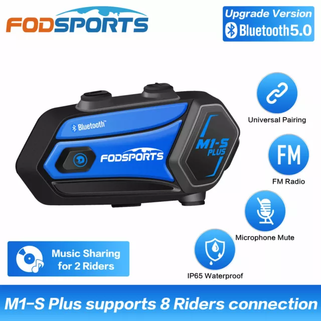 M1-S Plus 8 Riders Helmet Intercom Bluetooth Motorcycle Headset HiFi Speaker GPS