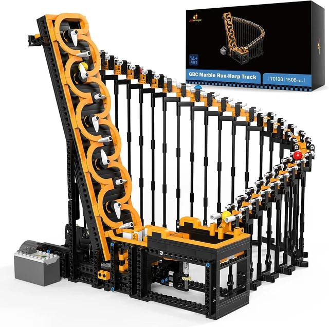 Electric Marble Run Building Kits with Motor, Harp Track Great Ball Contraption