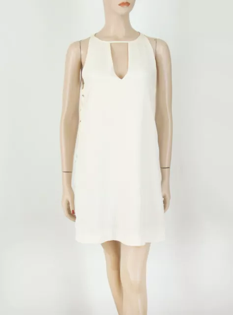 Parker Riviera Side Lace Up Dress Sleeveless Pearl Ivory S $242 8956 -Minor Flaw
