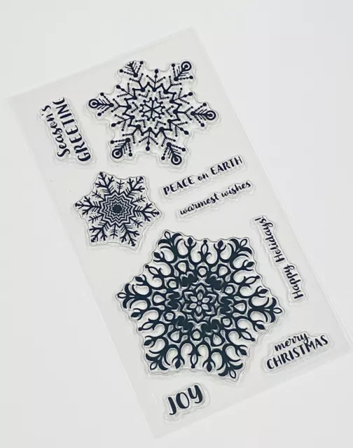 Christmas Clear Stamps-Snowflakes-Greetings-Xmas-Joy-Holidays/Silicone/Craft