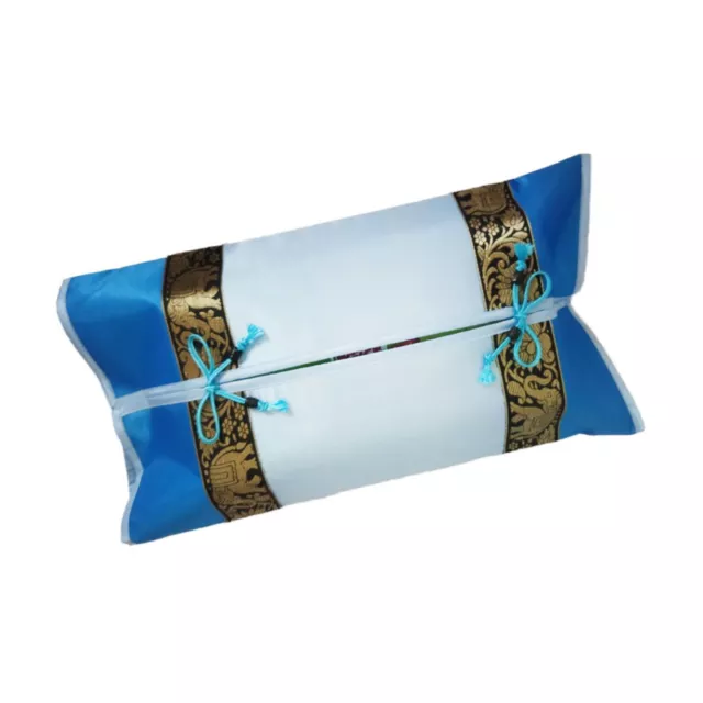 Thai silk Thai Style, Tissue box cover,Decor, Elephant Pattern, Blue 22 x 37 cm.