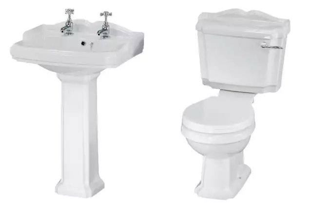 Traditional Style Close Coupled Victorian Toilet Soft Close Seat basin pedestal