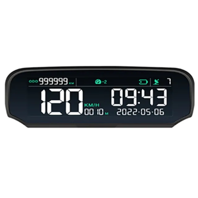 Solar Car Headup Display GPS Speedometer HUD Total Mileage Fatigue Driving Alarm