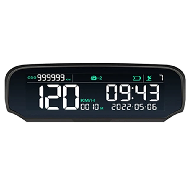Solar Car Headup Display GPS Speedometer HUD Total Mileage Fatigue Driving Alarm