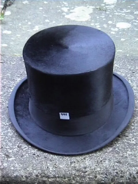 515 - Antico cappello top Continental nero seta taglia 71⁄4