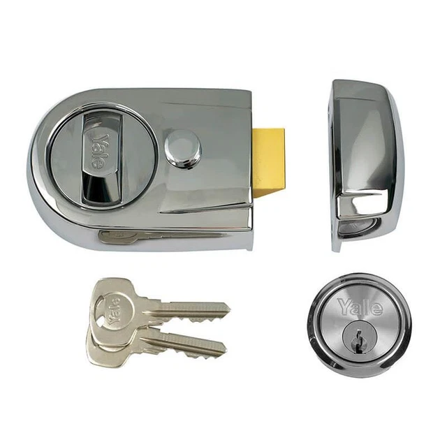 Yale Locks    Y3 Nightlatch Modern 60mm Backset Polished Chrome Finish Visi
