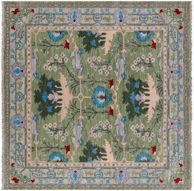8' Square Hand-Knotted William Morris Rug - Q20222 8' Square Hand-Knotted William Morris Rug - Q20222