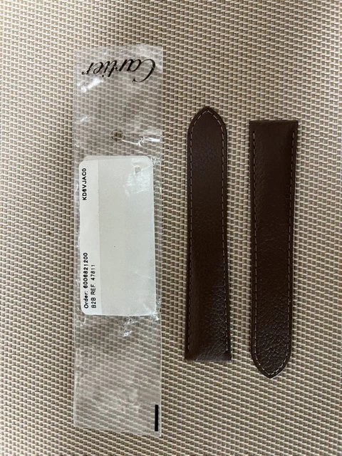 Cartier Mens Watch Genuine Strap Leather Brown Belt For Buckle 21Mm 18Mm Unused