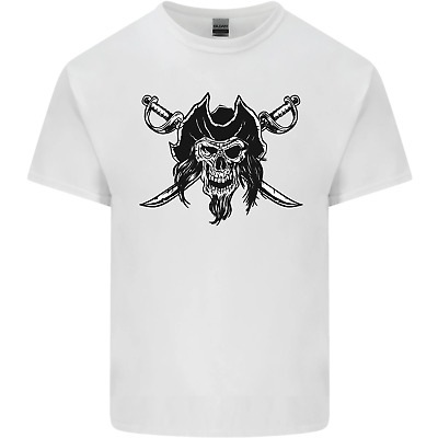 Pirate & Swords Skull Captain Jolly Roger Kids T-Shirt Childrens