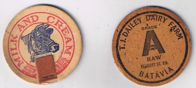 Milk Cap TJ Dailey Dairy Farm Batavia NY + Milk & Cream Tab