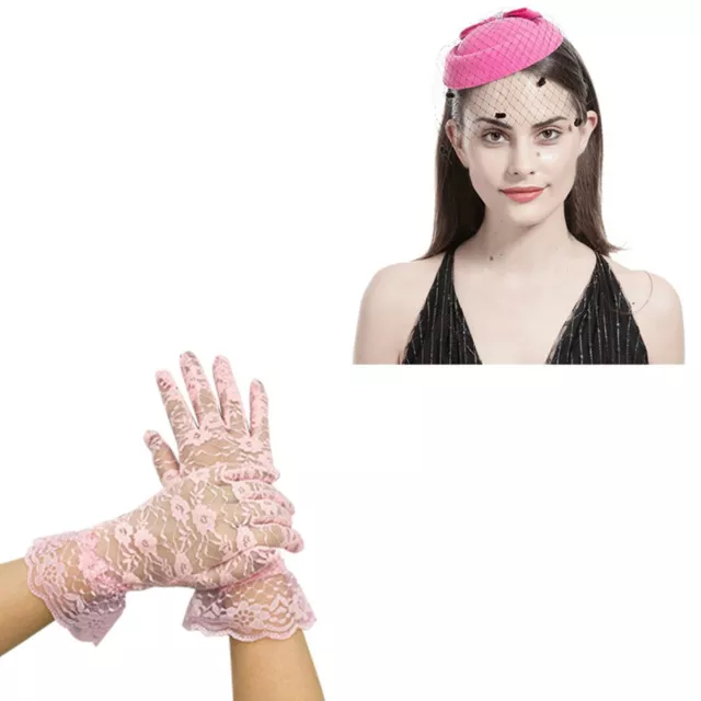 Pink Lace Gloves FOR SALE! - PicClick