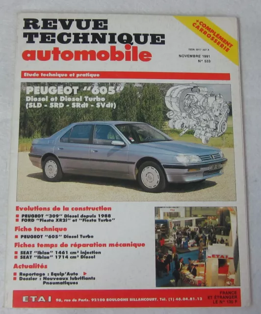 Revue technique automobile RTA 533 1991 Peugeot 605 Diesel & turbo SLD SRD SRdt