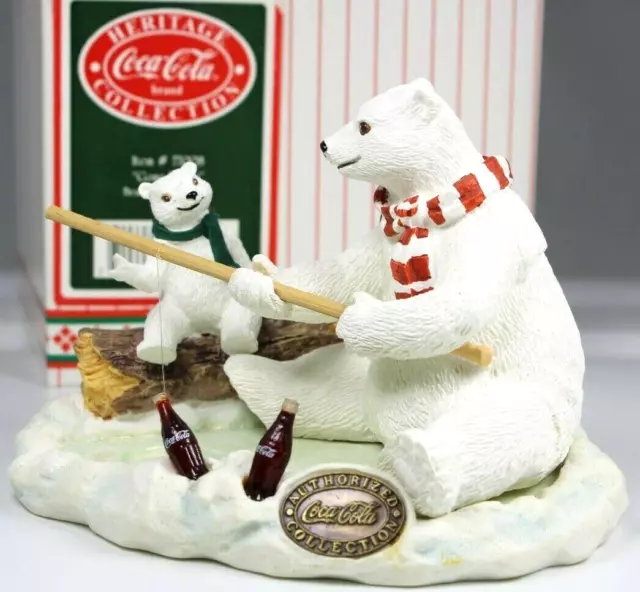 Coca Cola Heritage Collection 1996 Gone Fishing Figurine Bears Fishing # 77008