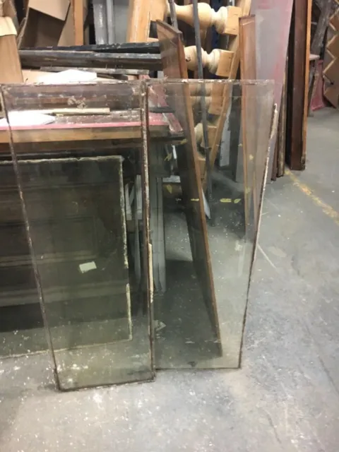 c1890-1900 two antique beveled glass door panels 42” x 14.5” x 3/8” - 1.5” bevel
