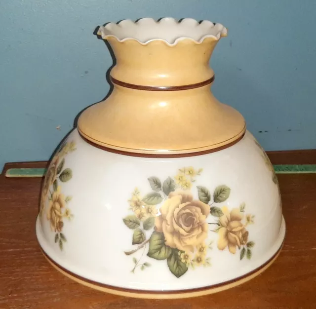 Vintage  Hurricane Lamp Shade Autumn Floral Ruffle Large Fits 13.5 Inch Holder