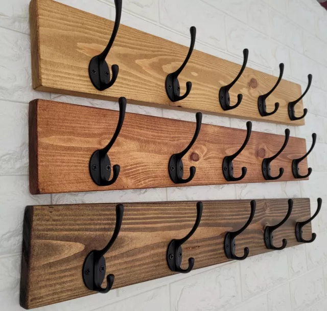 COAT RACK Handmade Vintage Black Coat Hook Reclaimed Wood