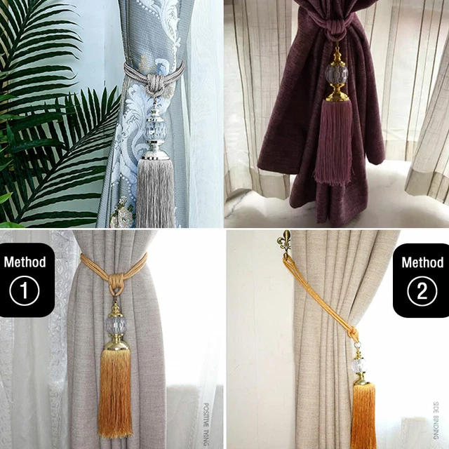 Pair Luxury Curtain Holdbacks Rope Tie Backs Tassel Tiebacks Beaded Ball Decor