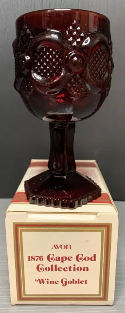 AVON Wine Goblet Cape Cod Glass 1876 Ruby Red 4.5" Tall