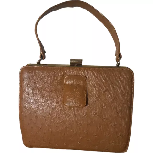 CORBEAU CURIO VINTAGE 50s 60s Ostrich Leather Handbag Brown 45.00 PicClick UK