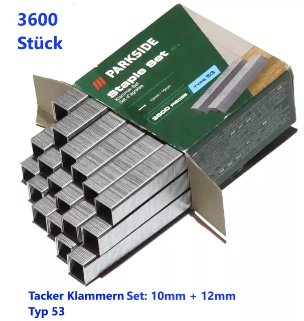 3600 Stück Tacker Nägel Set Typ 53 10mm + 12mm