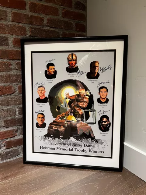 Notre Dame Football - 7 Heisman Trophy Winners Autographed Lithograph Poster