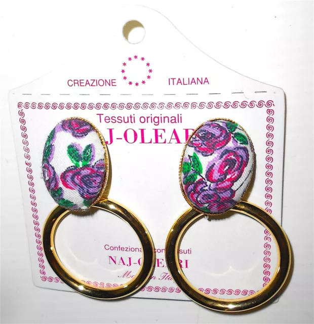 NAJ OLEARI 80s italy earrings - orecchini a clip con anellone - fiori -  L 3