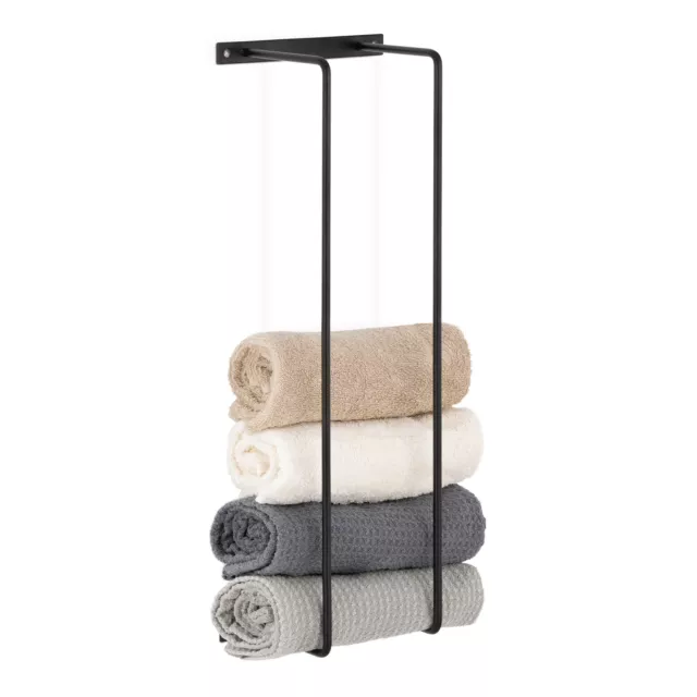 Toallero metálico negro de doble barra para colgar toallas de baño lavabo ducha