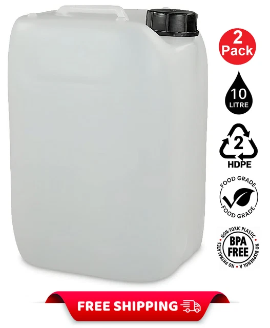 2 X 10L LITRE PLASTIC PETROL FUEL WATER CONTAINER CARRIER DRUM JERRYCAN
