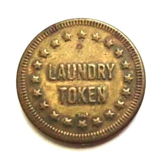Vintage Laundry Token No Cash Value Non Refundable One 1 Brass .875" Rare