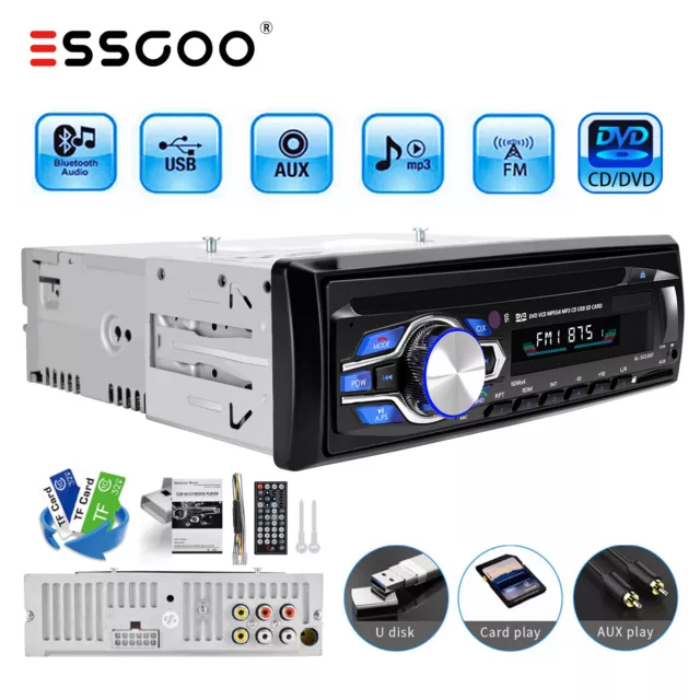 Autoradio CD/DVD mit Bluetooth Freisprech Aux FM 1DIN MP3 Player EQ Einrichtung