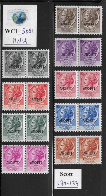 WC1_5051. TRIESTE FTT. Pairs 1953 SIRACUSANA set. Scott 170-177. MNH