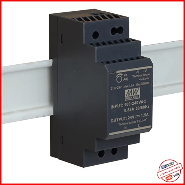 HDR 15 12 Meanwell Cappello Rails Alimentatore Alimentazione Trasformatore LED - Foto 6