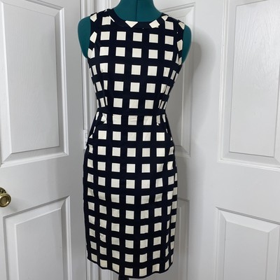 Kate Spade Look For The Silver Lining Shift Sheath Black White Dress Sz 0