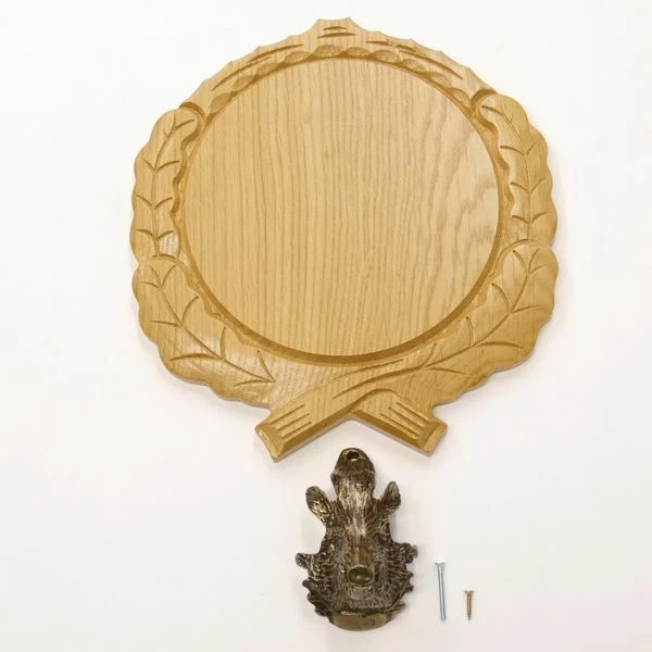 Placa de Jabalí Tallado Roble Claro Af 17,5 CM Con 1x Cabeza Portada Grande 3