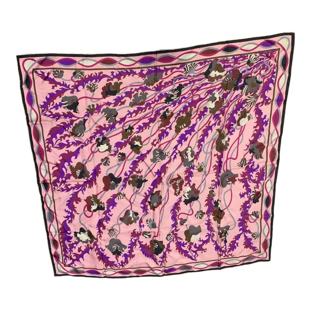 Emilio Pucci Vintage Multi Color Floral Print 100% Silk Scarf Wrap Italy 34 x 34