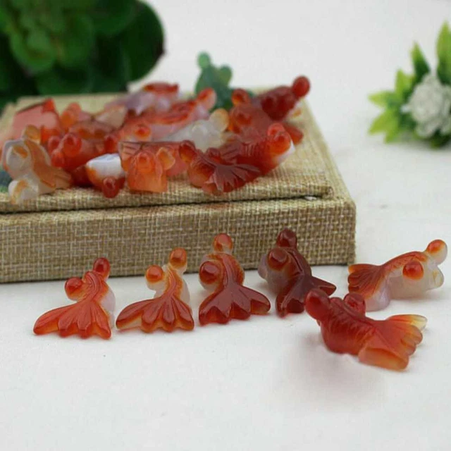 5pcs Natural Red Agate Goldfish Lucky Loose Beads Souvenir All Saints' Day