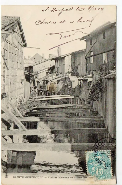 SAINTE MENEHOULD - Marne - CPA 51 - Vieilles maisons sur l'Aisne rue des prés
