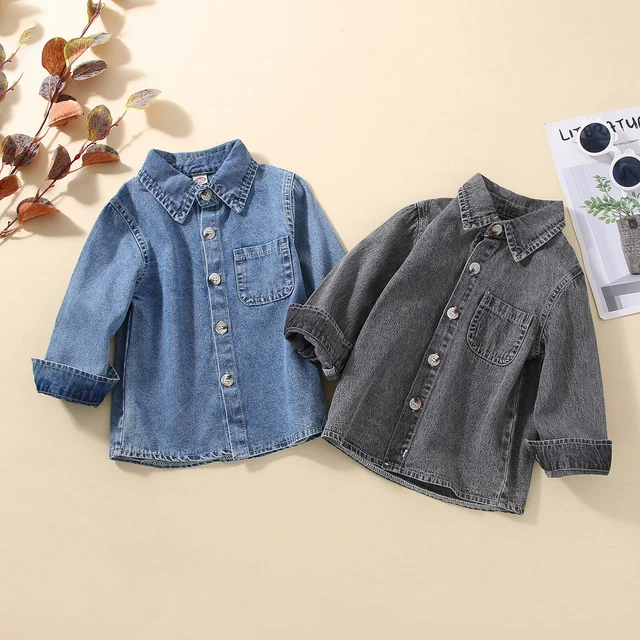 Toddler Baby Boys Jeans Outerwear Long Sleeve Cardigan Jacket Denim Shirts Tops