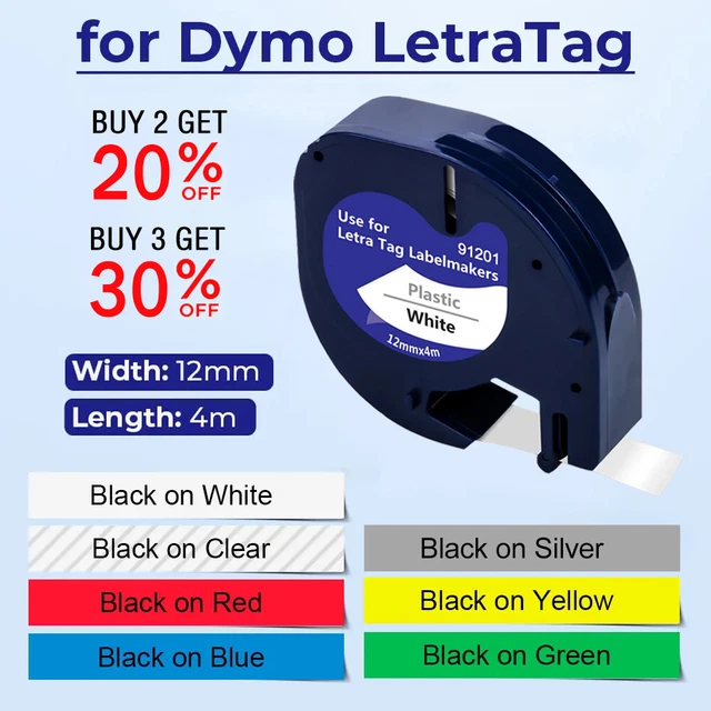 taga i 専用 5PCS Compatible Dymo LetraTag Refill 91331 Plastic White