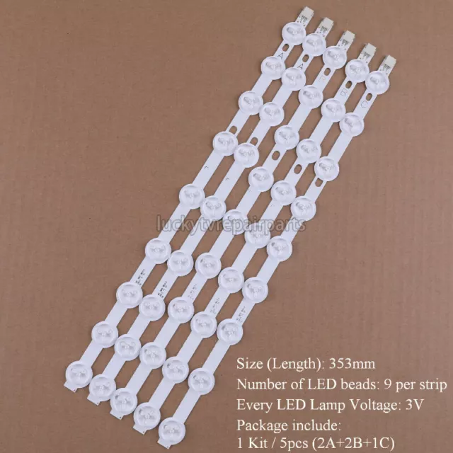 5pcs LED Strips for Toshiba 39PF3025D 40L1333DB 40L3453DB VES400UNDS-02/-03